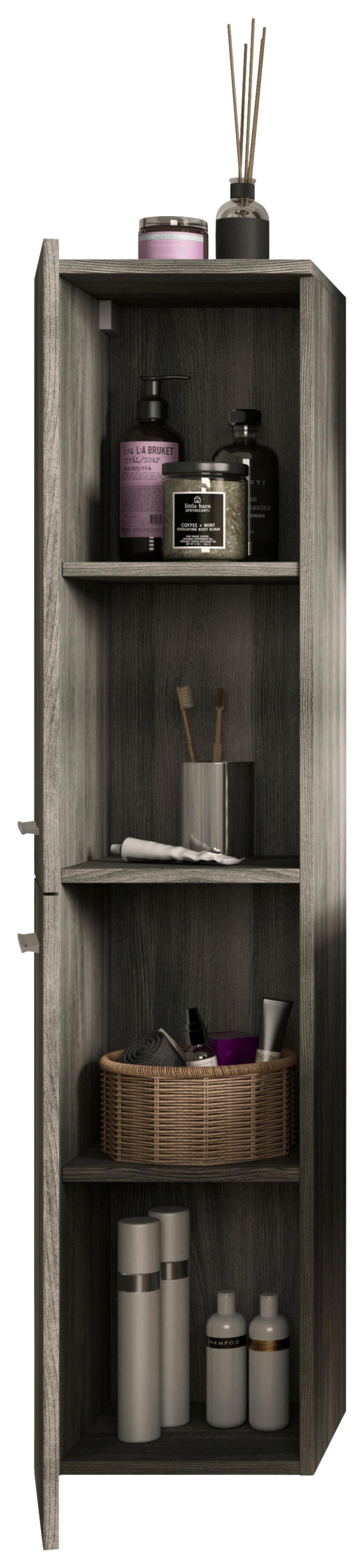 Midischrank York ca. 30x136x31 cm Rauschsilber - Chromfarben/Grau, MODERN, Holzwerkstoff/Kunststoff (30/136/31cm) - MID.YOU