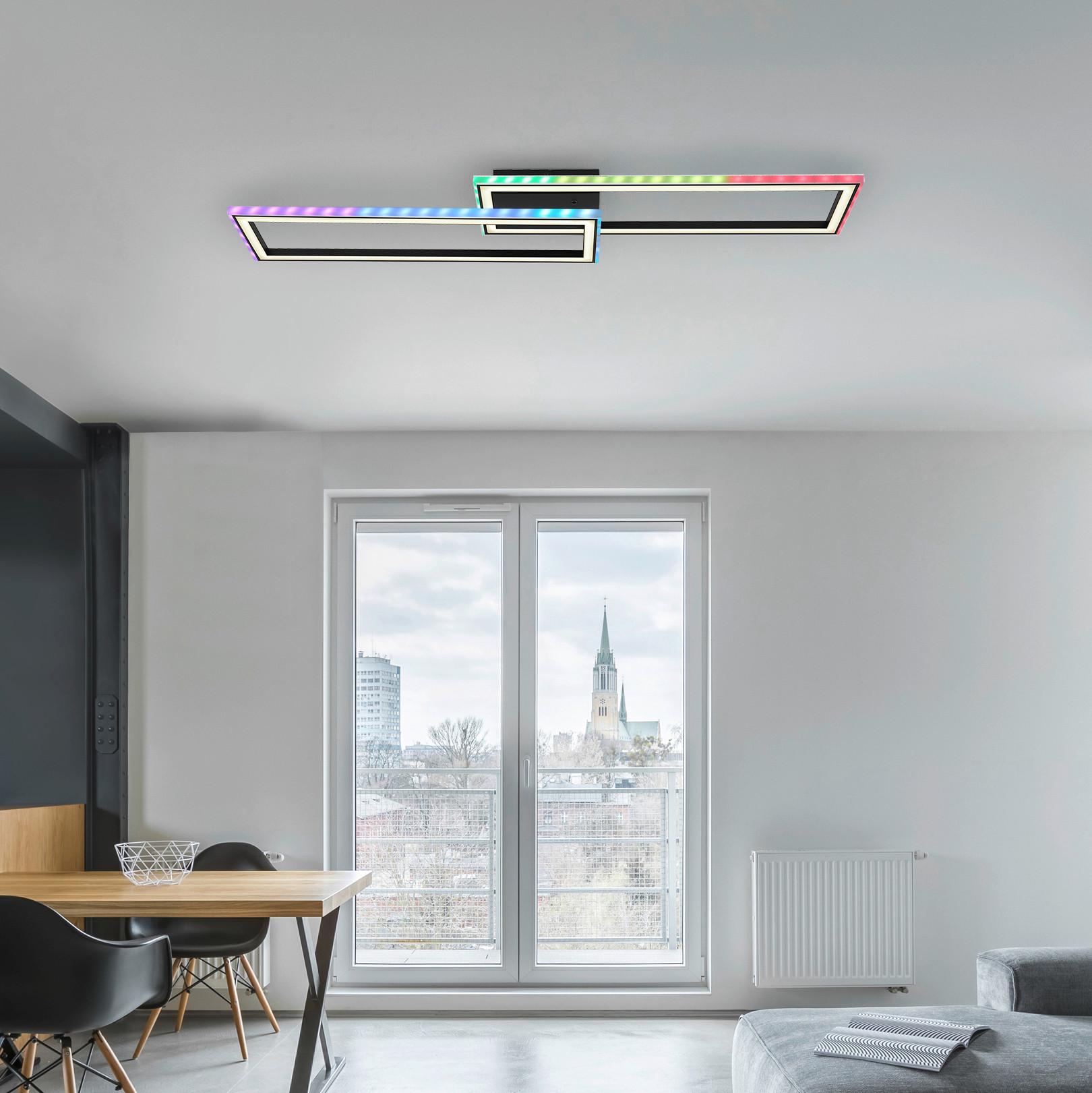 Stropna Led-svetilka Mirella, S Sijalko - črna/opal, Design, kovina/umetna masa (94,5/24/5,5cm) - Globo