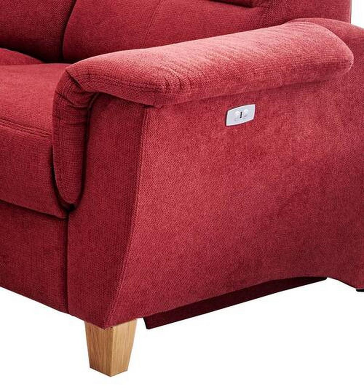 Wohnlandschaft Parole Rot Struktur - Wildeiche/Rot, KONVENTIONELL, Holz/Textil (237/186cm) - Livetastic