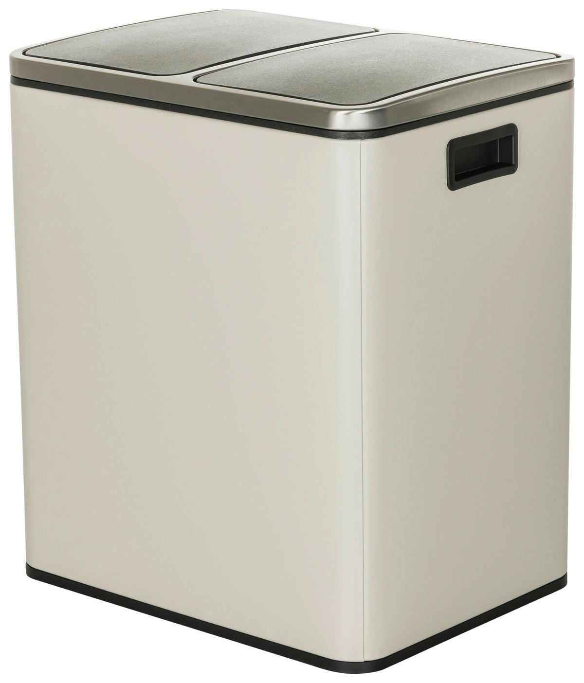 Abfallsammler Clean IX Beige/Schwarz - Beige/Schwarz, MODERN, Kunststoff/Metall (41,5/48/32cm) - MID.YOU