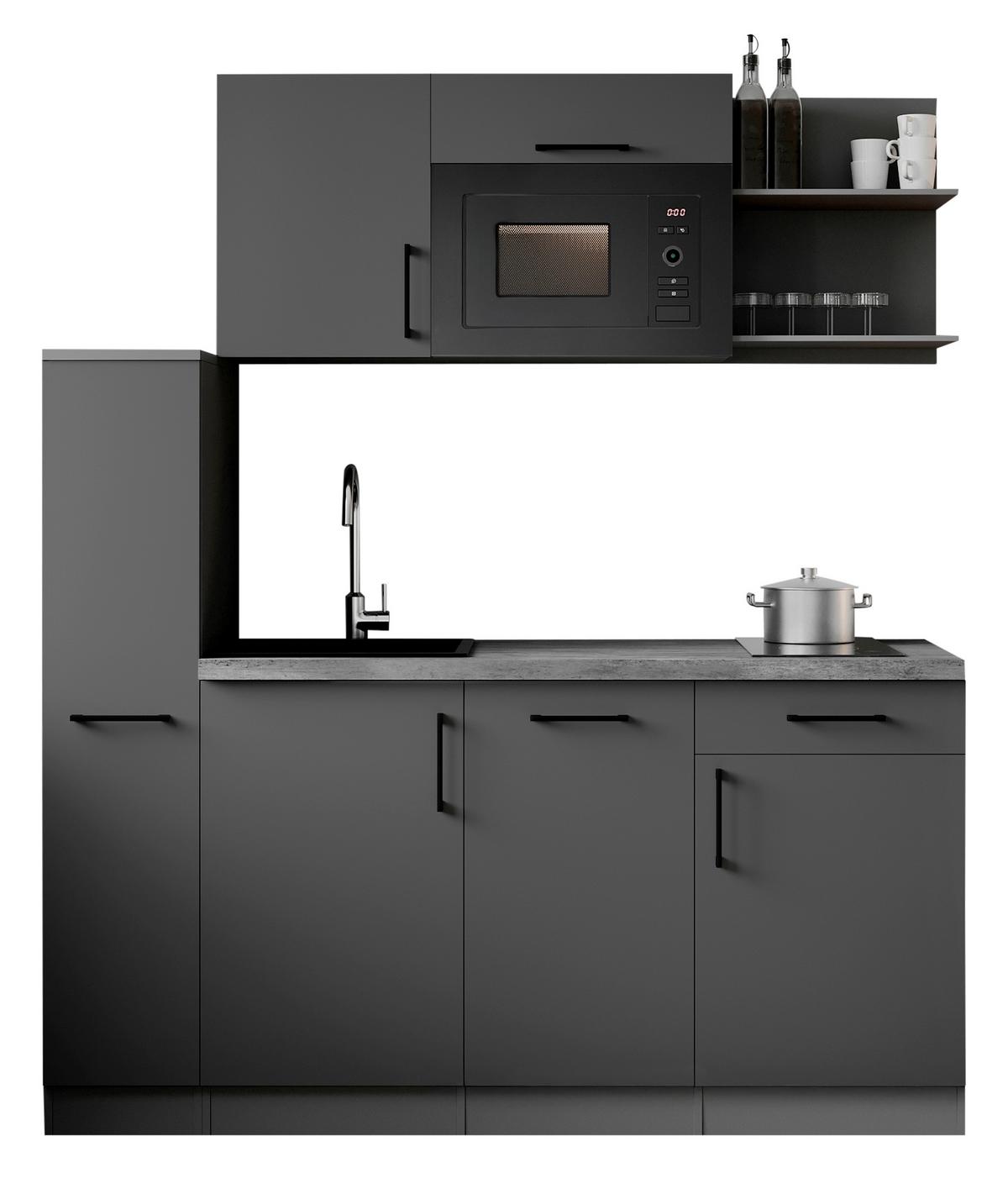 Küchenblock Oliver m. Geräten Grau - Grau, Trend, Holzwerkstoff/Metall (175cm) - Respekta