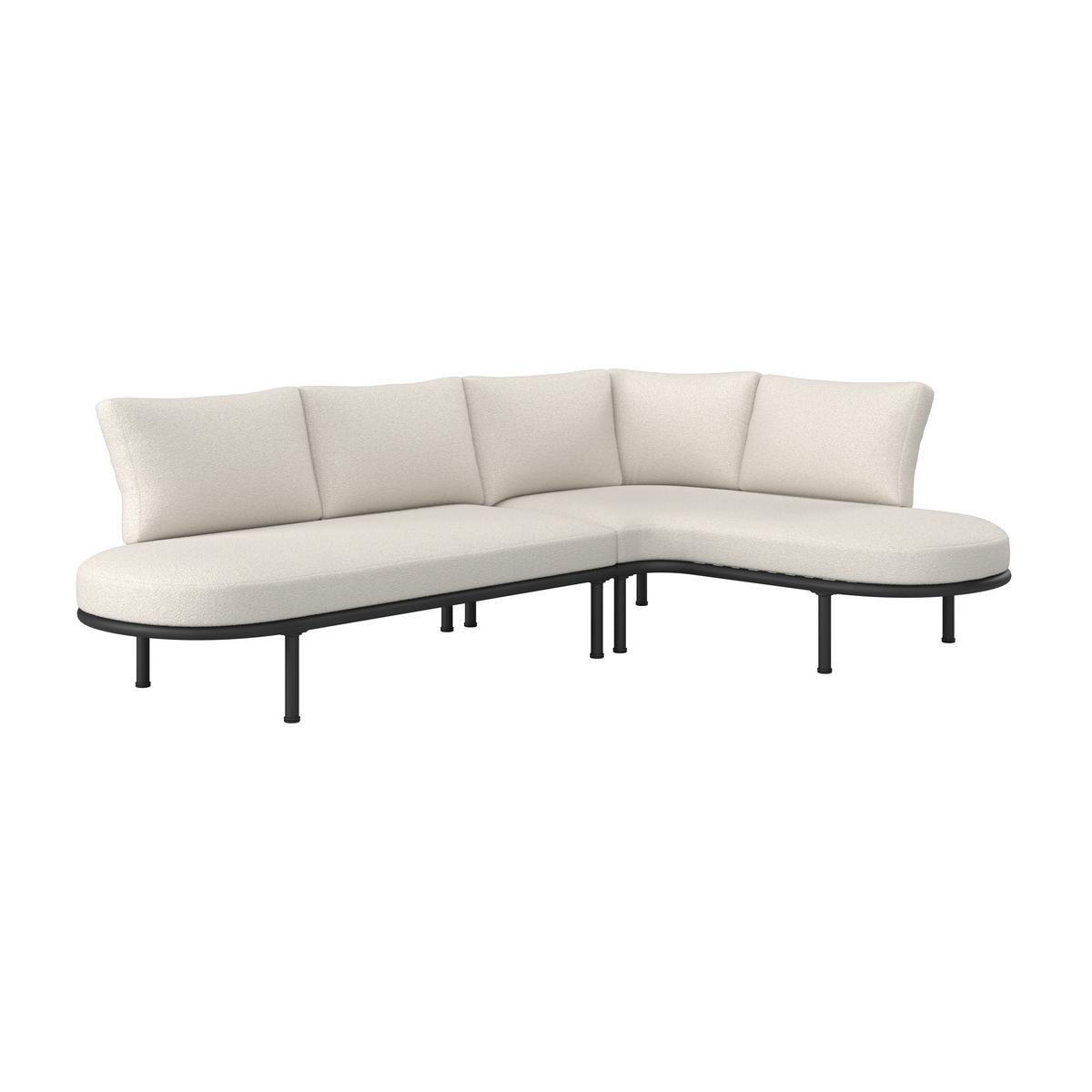 Loungegarnitur Charlotta Creme Metall/Outdoorstoff +Abdeckung - Creme/Schwarz, MODERN, Textil/Metall (242,5/78/75,5cm) - Bessagi Garden