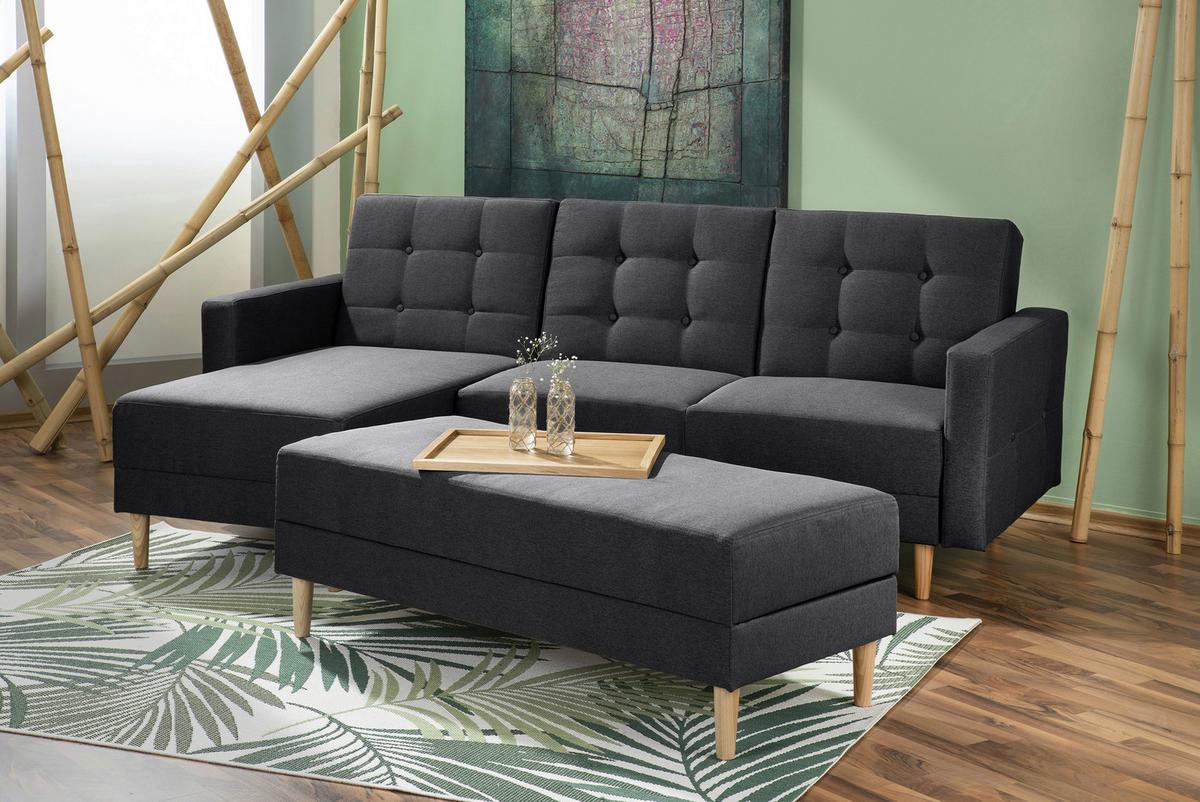 ECKSCHLAFSOFA EASY RELAX - Eschefarben/Graphitfarben, MODERN, Holz/Textil (223/152cm) - Max Winzer