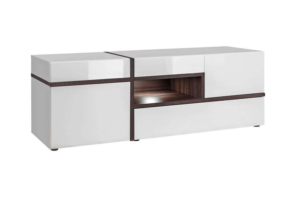 Wohnwand Cross Weiß/Ulmefarben - Ulmefarben/Weiß Hochglanz, MODERN, Holzwerkstoff/Kunststoff (330/195/50cm) - Premium Living