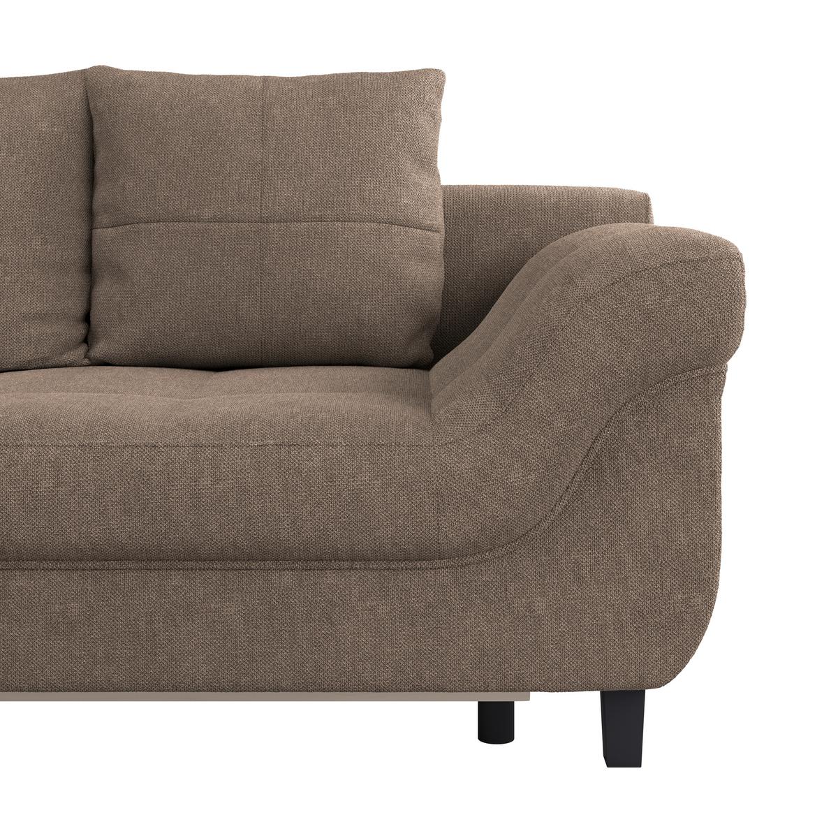 Kutna Garnitura Mendoza - smeđa/crna, Design, tekstil/drvo (197/309cm) - Modern Living