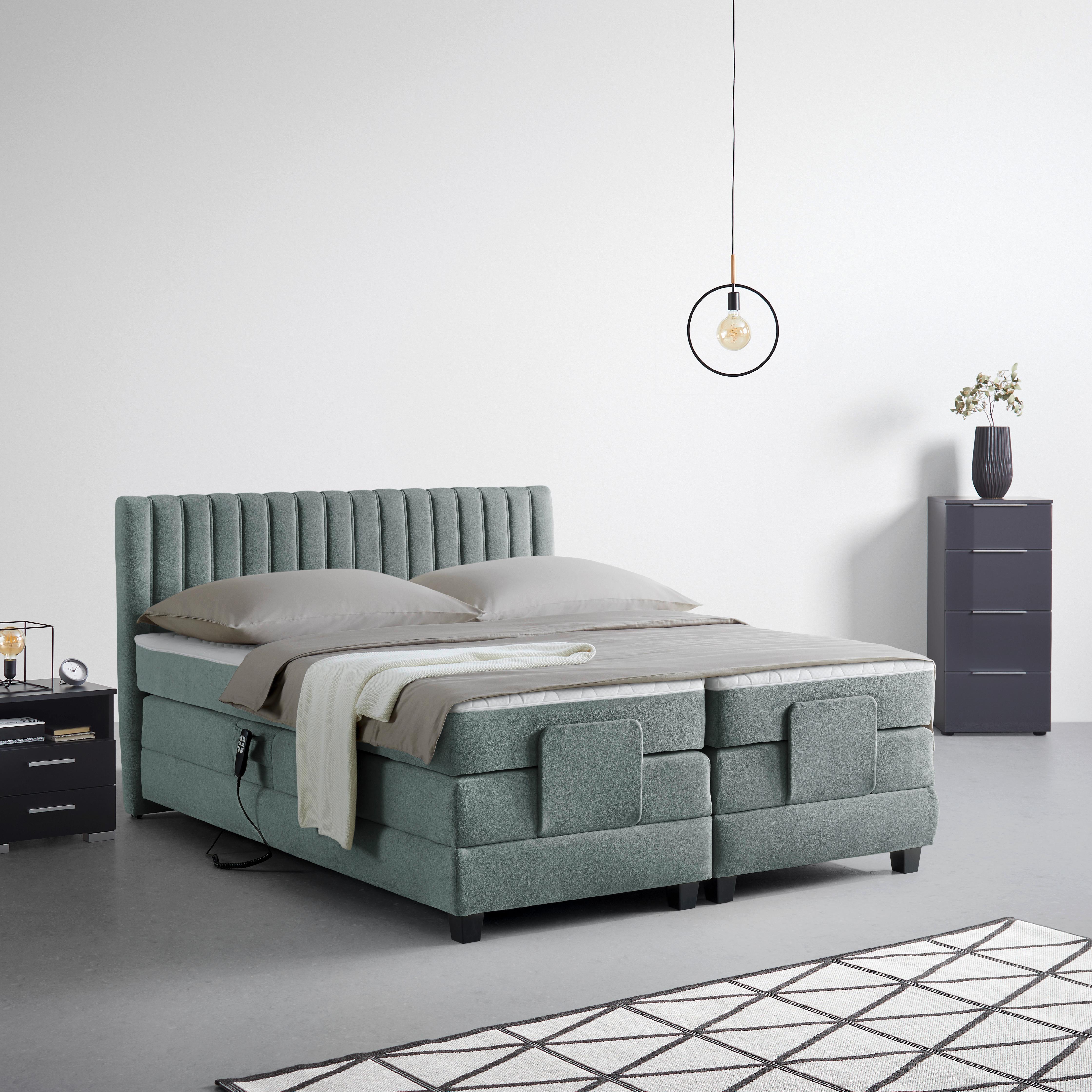 Boxspringbett Dixon Dunkelgrau ca. 140x200cm - Dunkelgrau/Schwarz, KONVENTIONELL, Holz/Holzwerkstoff (140/200cm) - Premium Living