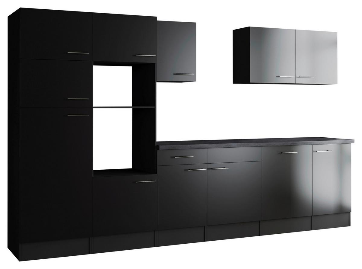 Kuhinjski Blok Brez Aparatov Oliver, 340cm - srebrne barve/črna, Design, kovina/leseni material (340cm) - Respekta