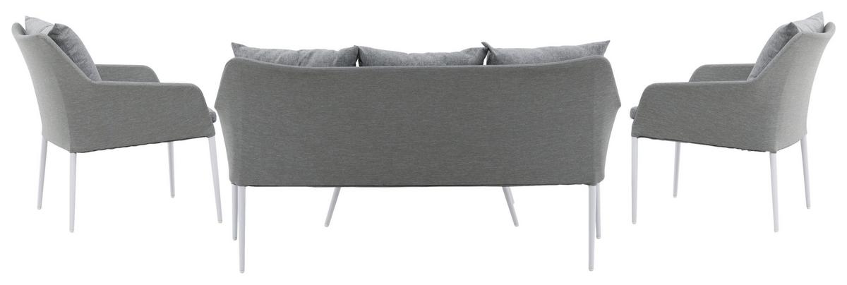 LOUNGEGARNITUR SPOGA - Weiß/Grau, KONVENTIONELL, Glas/Textil - Gardenson