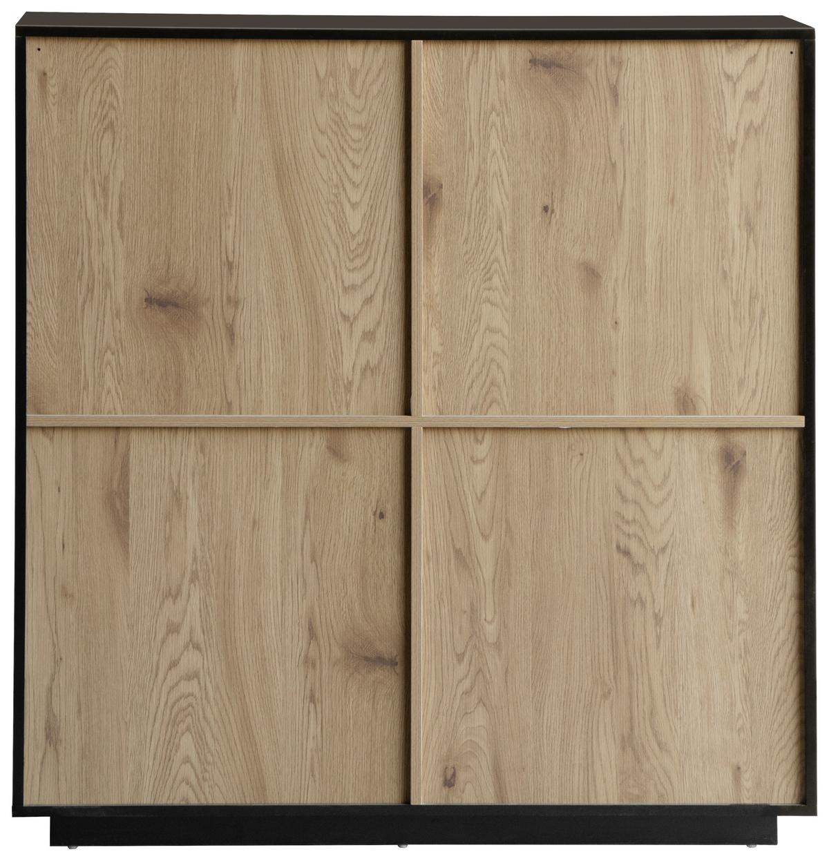 KOMODA WOODY - kolor dębowy/czarny, Lifestyle, materiał drewnopochodny (110/115,5/40cm) - Xora