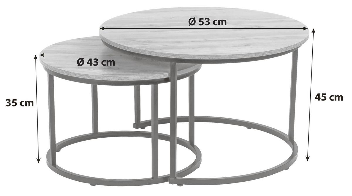 Set Stolića 2/1 Duo - prirodne boje/crna, Moderno, drvni materijal/metal (53-43/45-35cm) - Modern Living