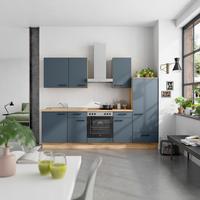 Küchenblock Easytouch Low m. Geräten Blau - Blau/Eichefarben, MODERN, Holzwerkstoff/Metall (270cm) - Nobilia
