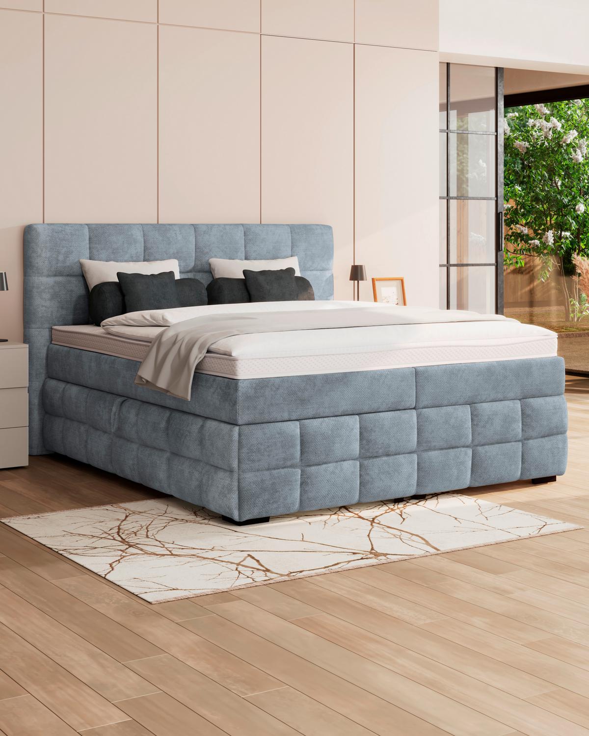 PAT BOX VEGA - albastru deschis/verde, Trend, lemn/textil (200/200cm) - Modern Living