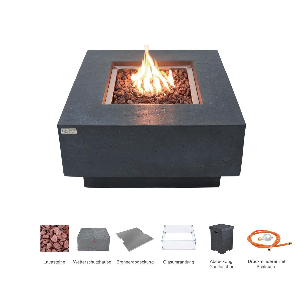Feuerstelle Manhattan Dunkelgrau - Dunkelgrau, KONVENTIONELL, Stein/Metall (91/91/40cm) - Gardenson