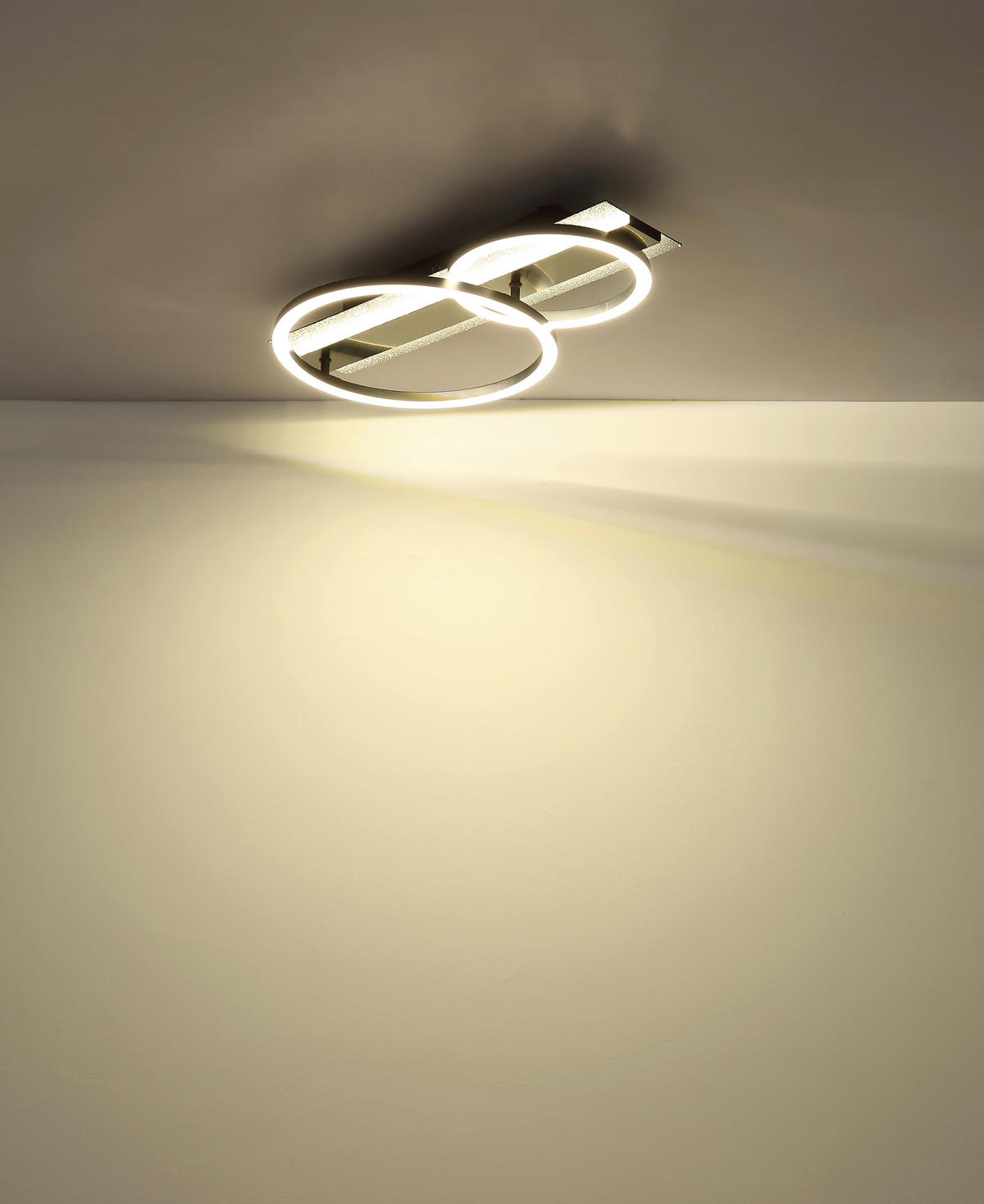 Led Stropna Svjetiljka Norberto - bijela/srebrne boje, Design, metal/plastika (48,2/30/8,8cm) - Globo