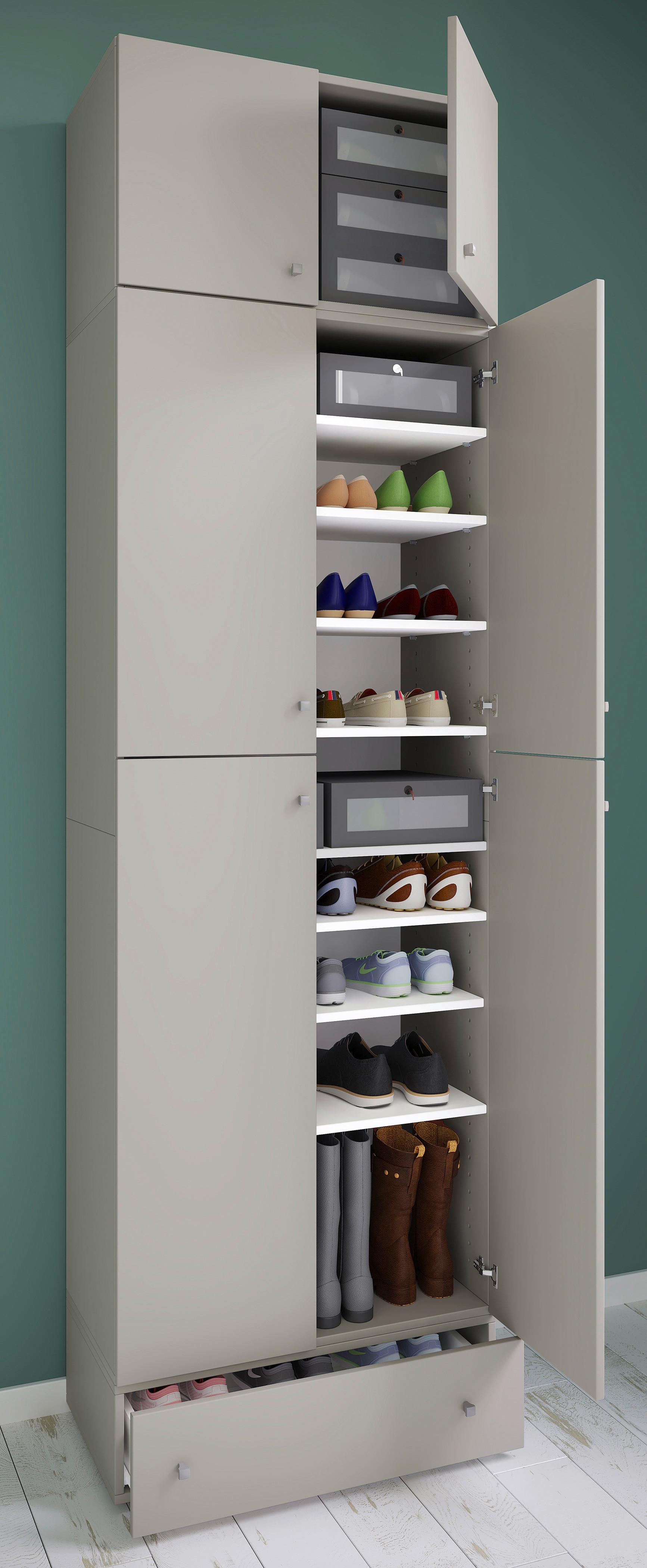 Schuhschrank Lona XXL ca. 70x240 cm Grau - Schwarz/Grau, MODERN, Holzwerkstoff/Kunststoff (70/240/39cm) - MID.YOU