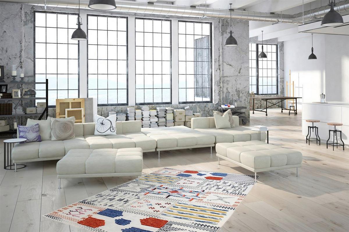 FLACHWEBETEPPICH EMPIRE 110 ELF/MULTI 120X170 - Beige/Multicolor, Design, Textil (120/170cm) - Kayoom