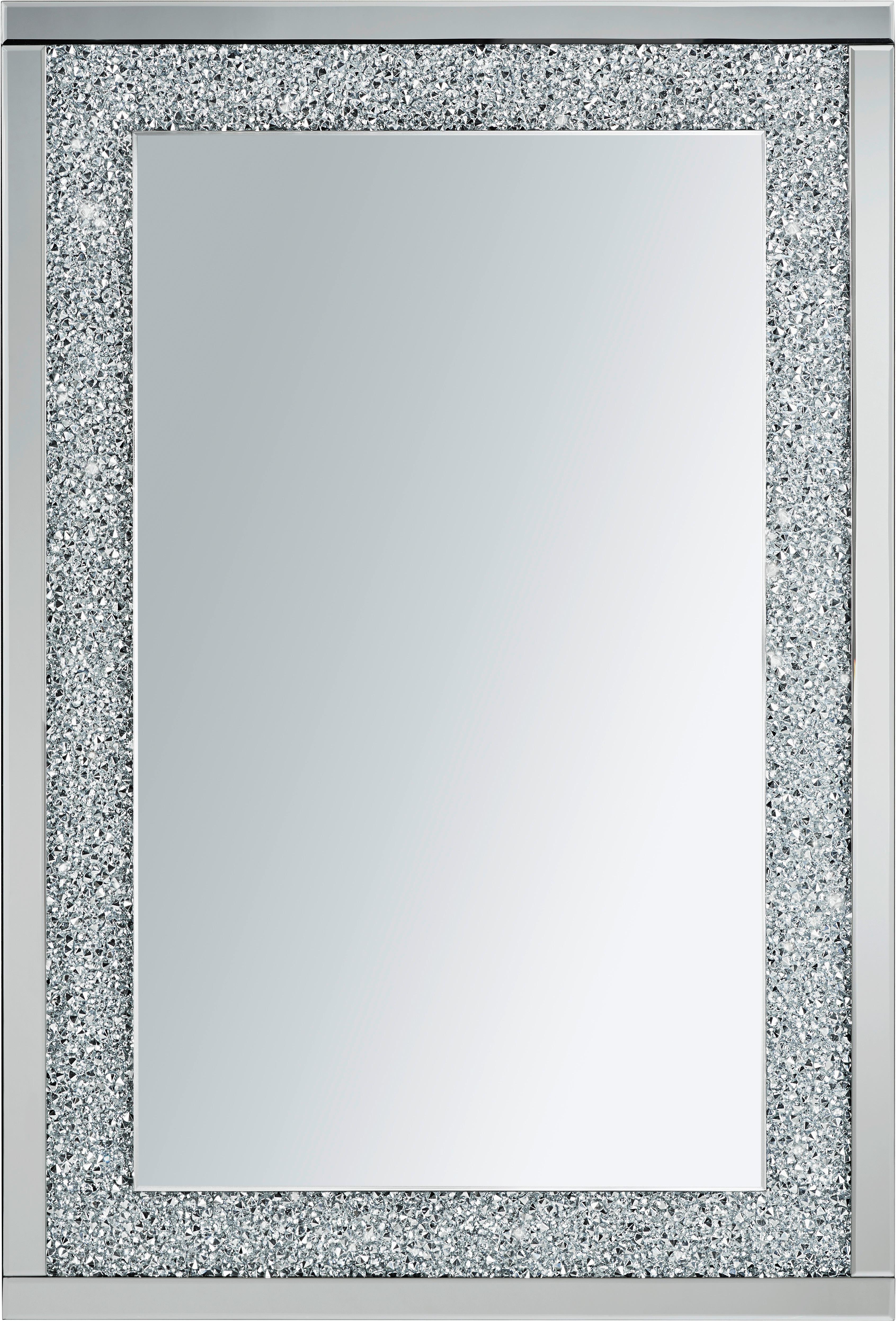 Fali Tükör Üvegkristállyal Diamant - Ezüst, modern, Faalapú anyag/Üveg (80/120/4cm) - Modern Living