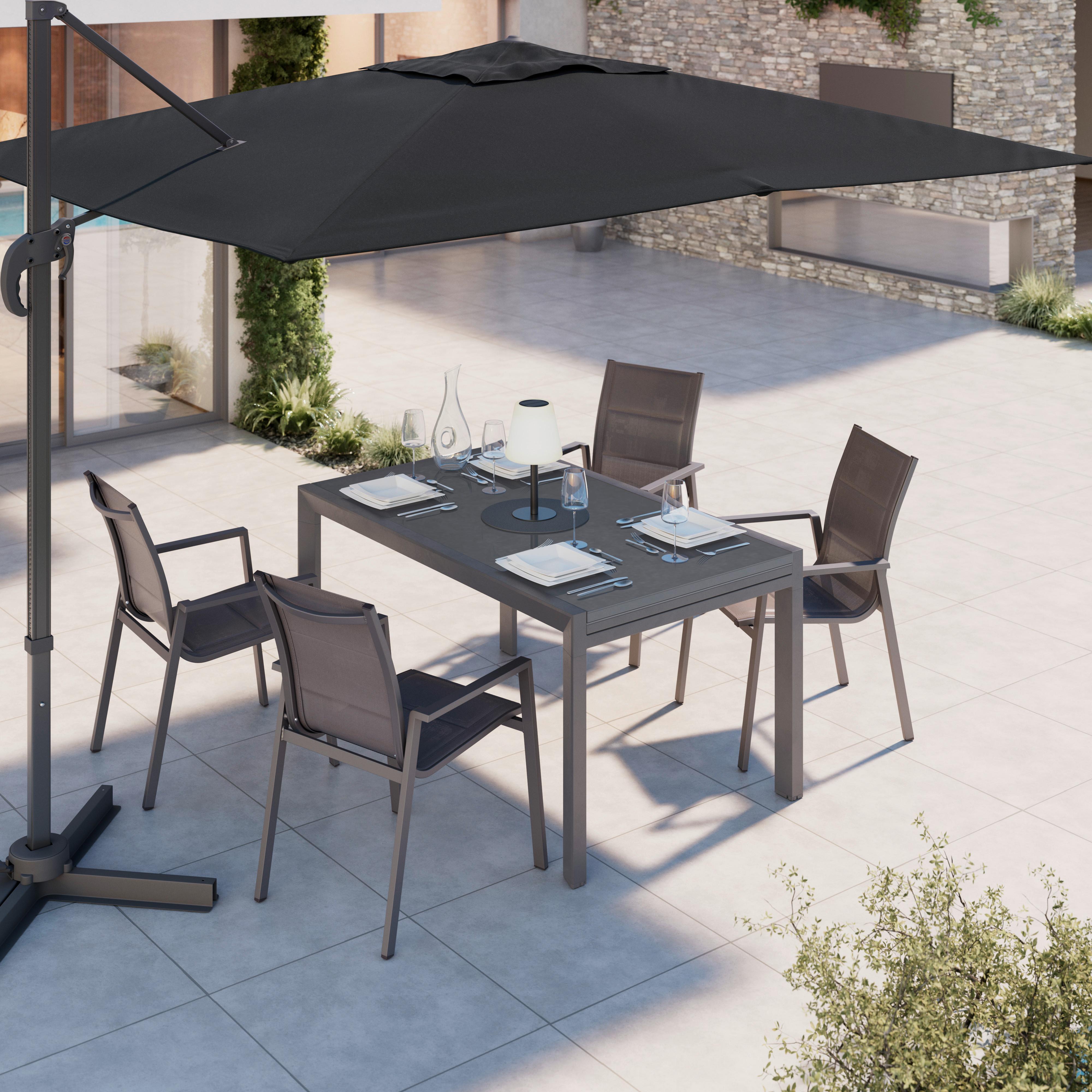 Gartentisch Lisa Anthrazit Aluminium - Anthrazit, MODERN, Glas/Metall (150-250/75,5/90cm) - Mömax