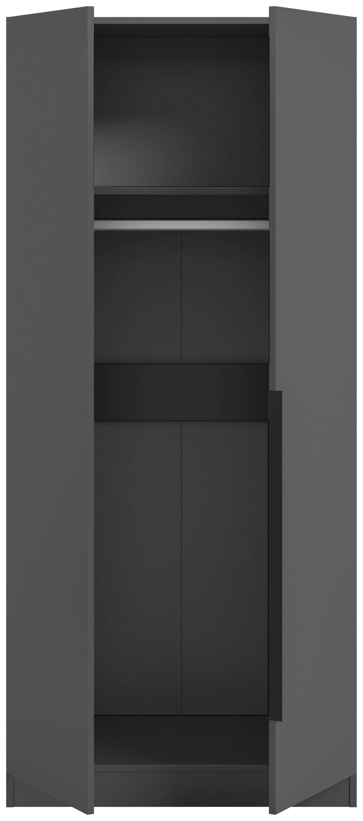 Drehtürenschrank KOPENHAGEN ca.80x181x52cm Anthrazit - Anthrazit/Schwarz, MODERN, Holzwerkstoff/Kunststoff (80/181/52cm) - MID.YOU