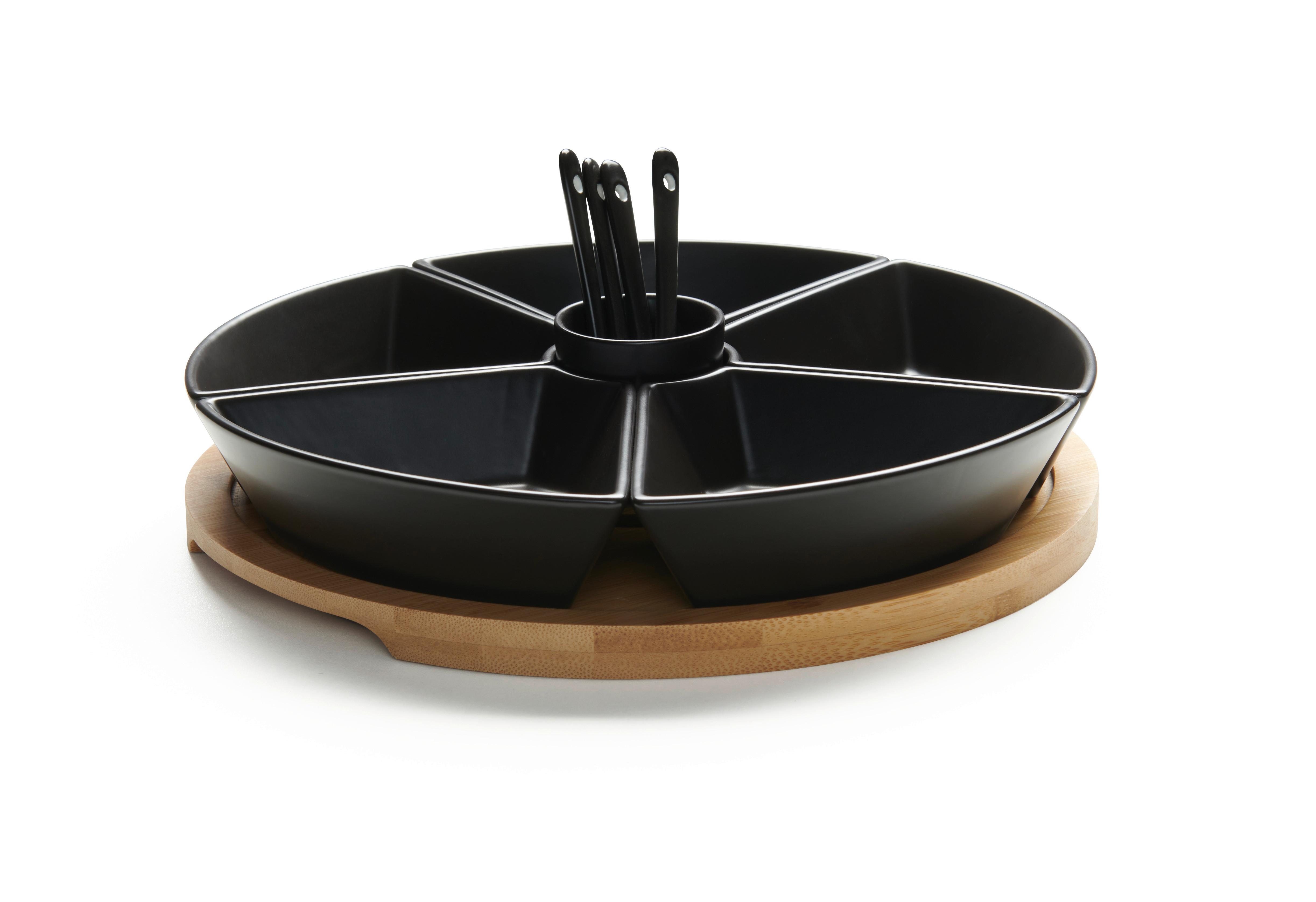 Snackschalenset Tapas Olives Schwarz - Schwarz, Modern, Holz/Keramik (28/28/6cm) - Mömax