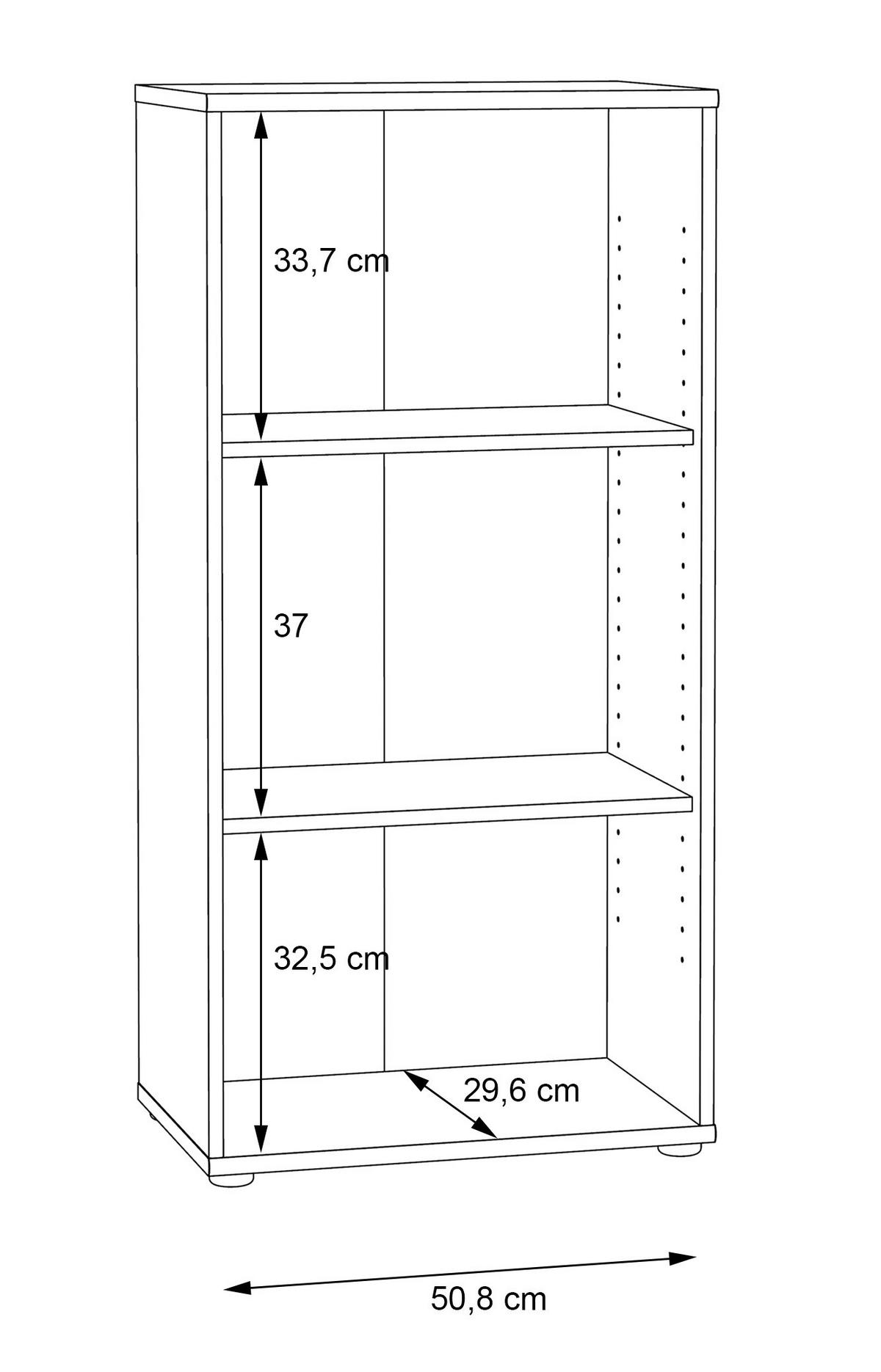 Regal Tempra 2, Bela - bela/barve aluminija, Design, leseni material (54/111,1/34,8cm)