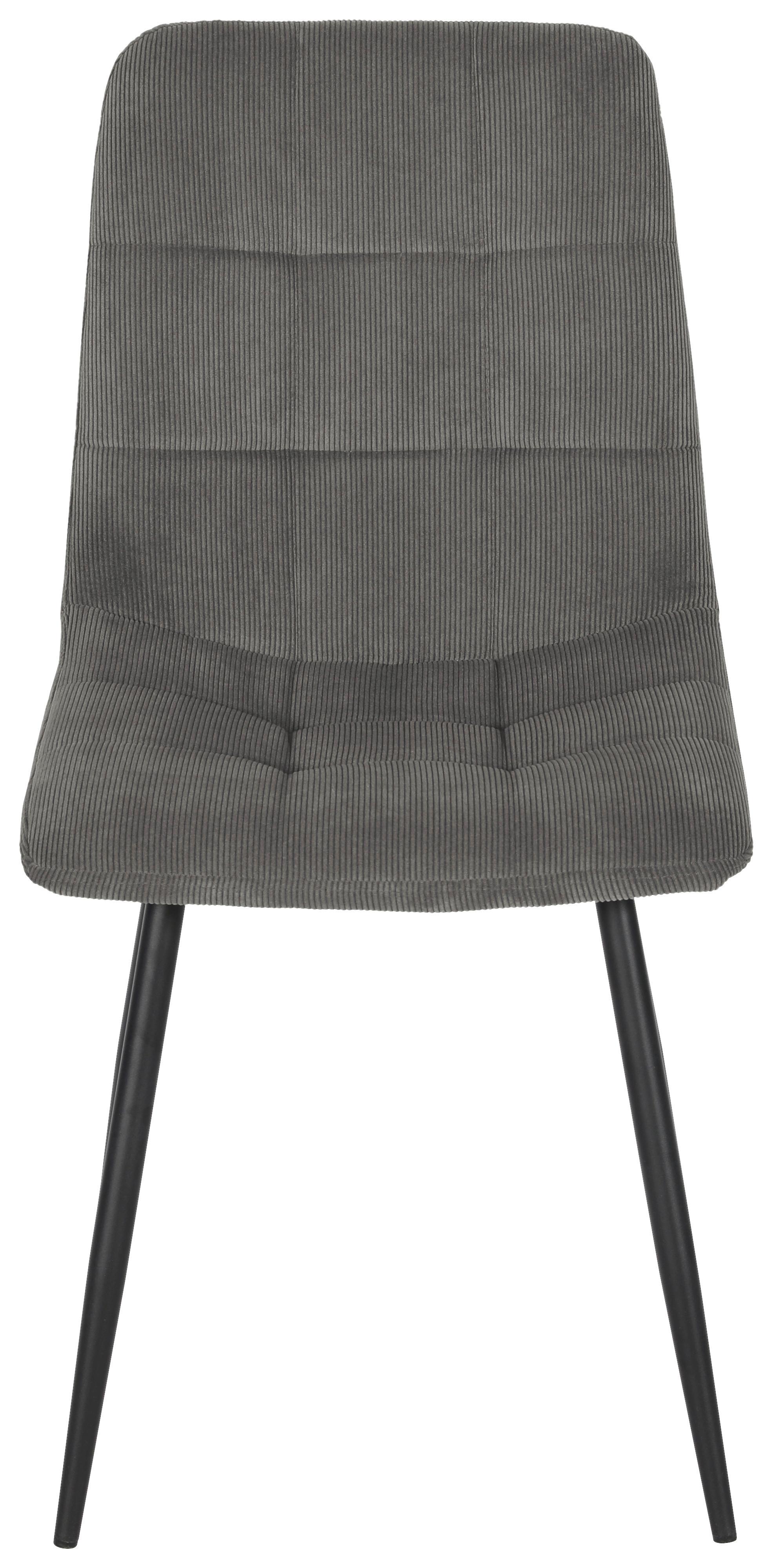 Stuhl Nino aus Kord in Grau - Schwarz/Grau, MODERN, Holz/Textil (45/87/57cm) - Mömax
