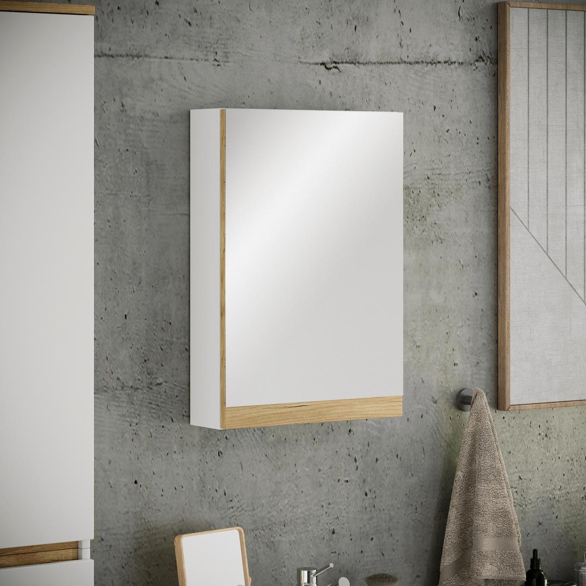 Spiegelschrank Cosila - Honigeiche/Weiss, Trend, Glas/Holzwerkstoff (40/58/12cm) - MID.YOU