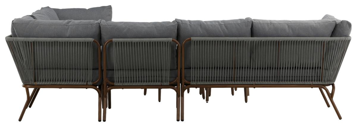 Dining-Loungeset Roxo ca. 283x221 cm Grau - Braun/Grau, KONVENTIONELL, Textil/Metall - Gardenson