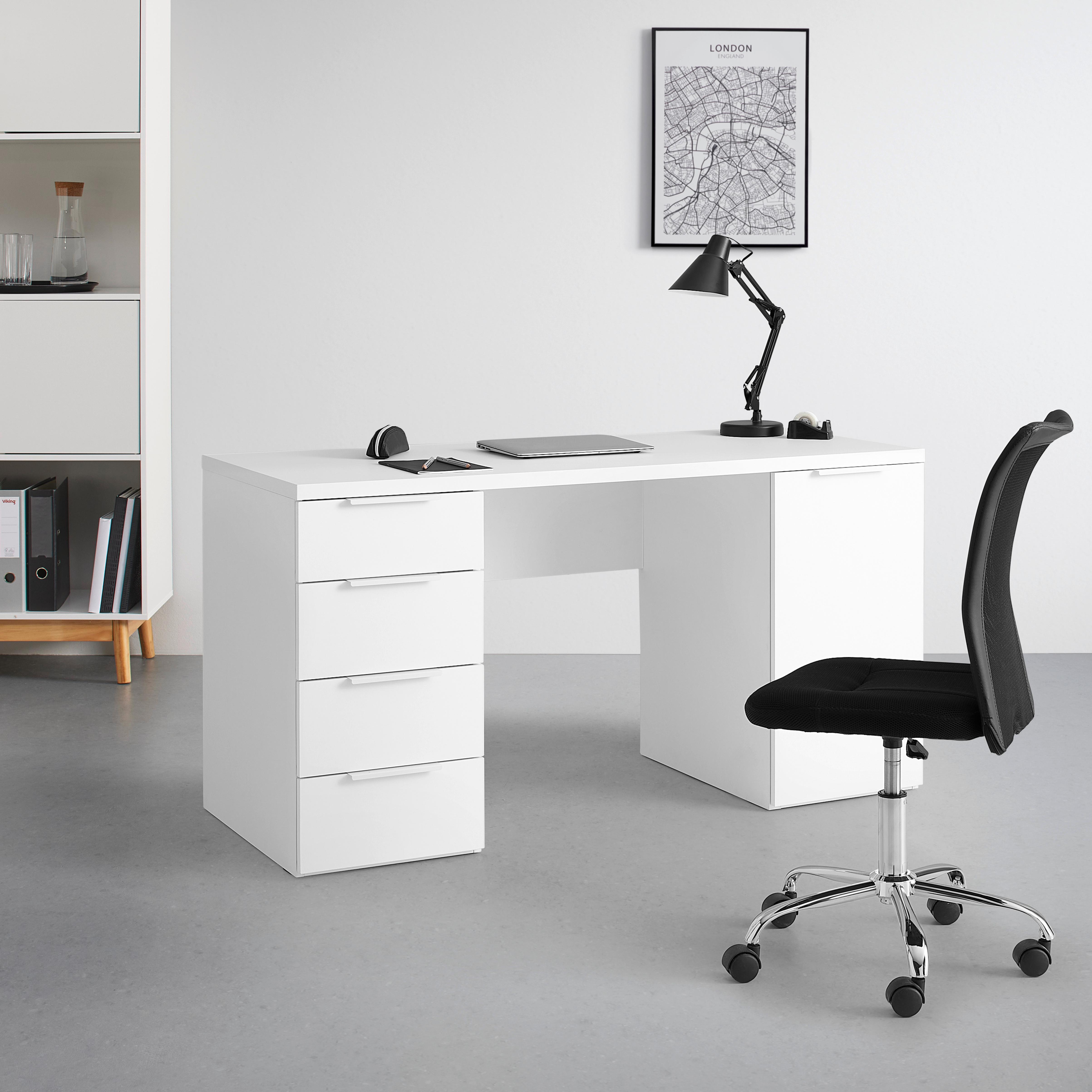SKRIVBORD CARLOS WEISS - vit, Modern, trämaterial (146/78/60cm) - Mömax