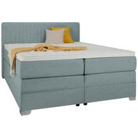 Boxspringbett Plura Türkis ca. 160x200cm - Türkis/Chromfarben, KONVENTIONELL, Holz/Holzwerkstoff (168/112/214cm) - Mömax