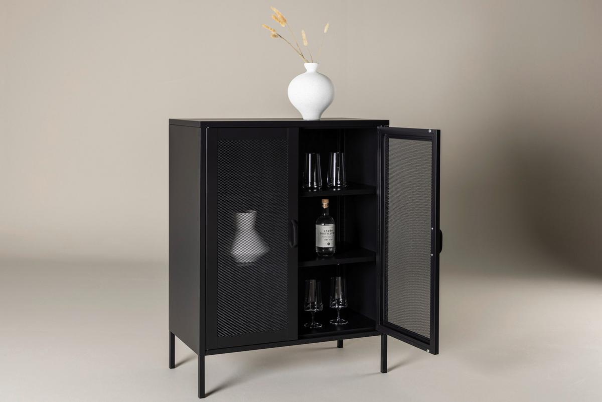 SIDEBOARD MISHA - Schwarz, Design, Metall (80/101.5/40cm) - Livetastic