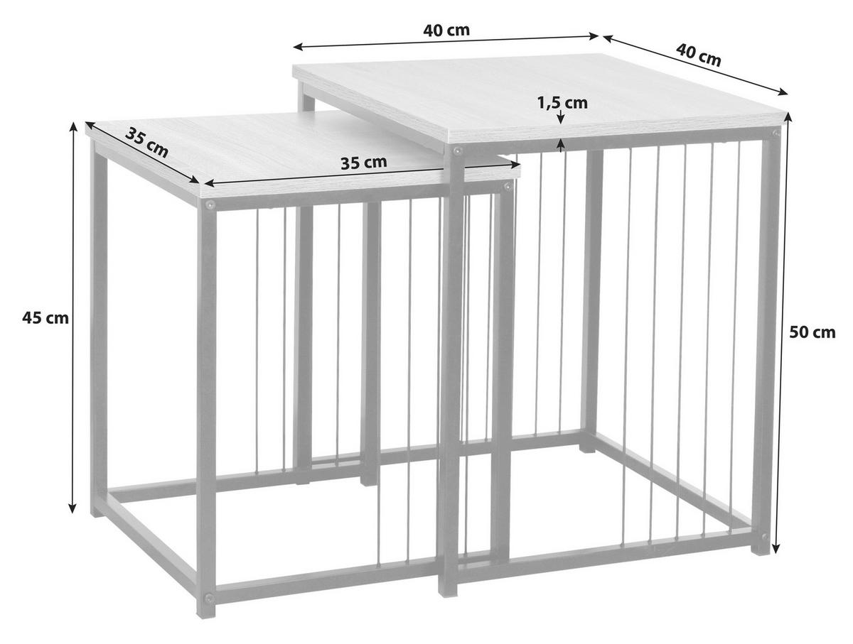 Set de mese auxiliare NEAPL - culoare natur/negru, Modern, metal/material pe bază de lemn (40-35/50-45/40-35cm) - Modern Living