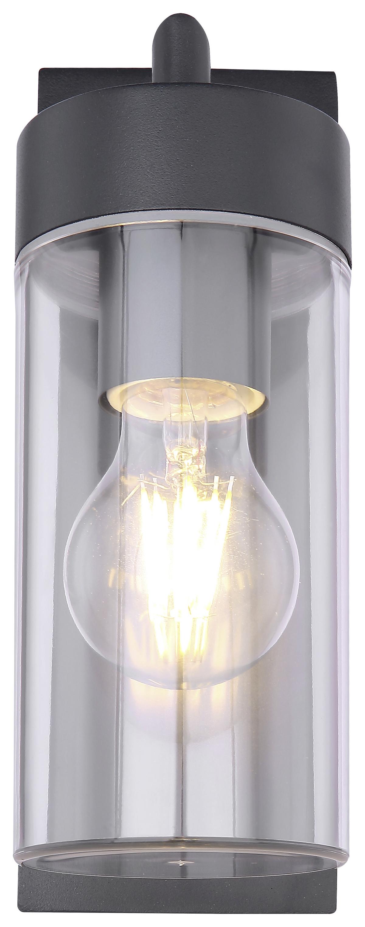 AUSSENWANDLEUCHTE VESSA B: 8,9 CM ANTHRAZIT - Klar/Anthrazit, Basics, Kunststoff/Metall (8,9/25cm) - Globo