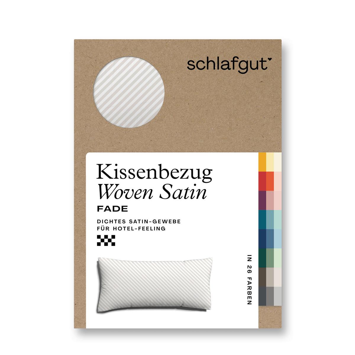 Kopfpolsterbezug Woven Satin Weiß/Taupe ca. 40x80cm - Taupe/Weiß, Basics, Textil (40/80cm) - Schlafgut