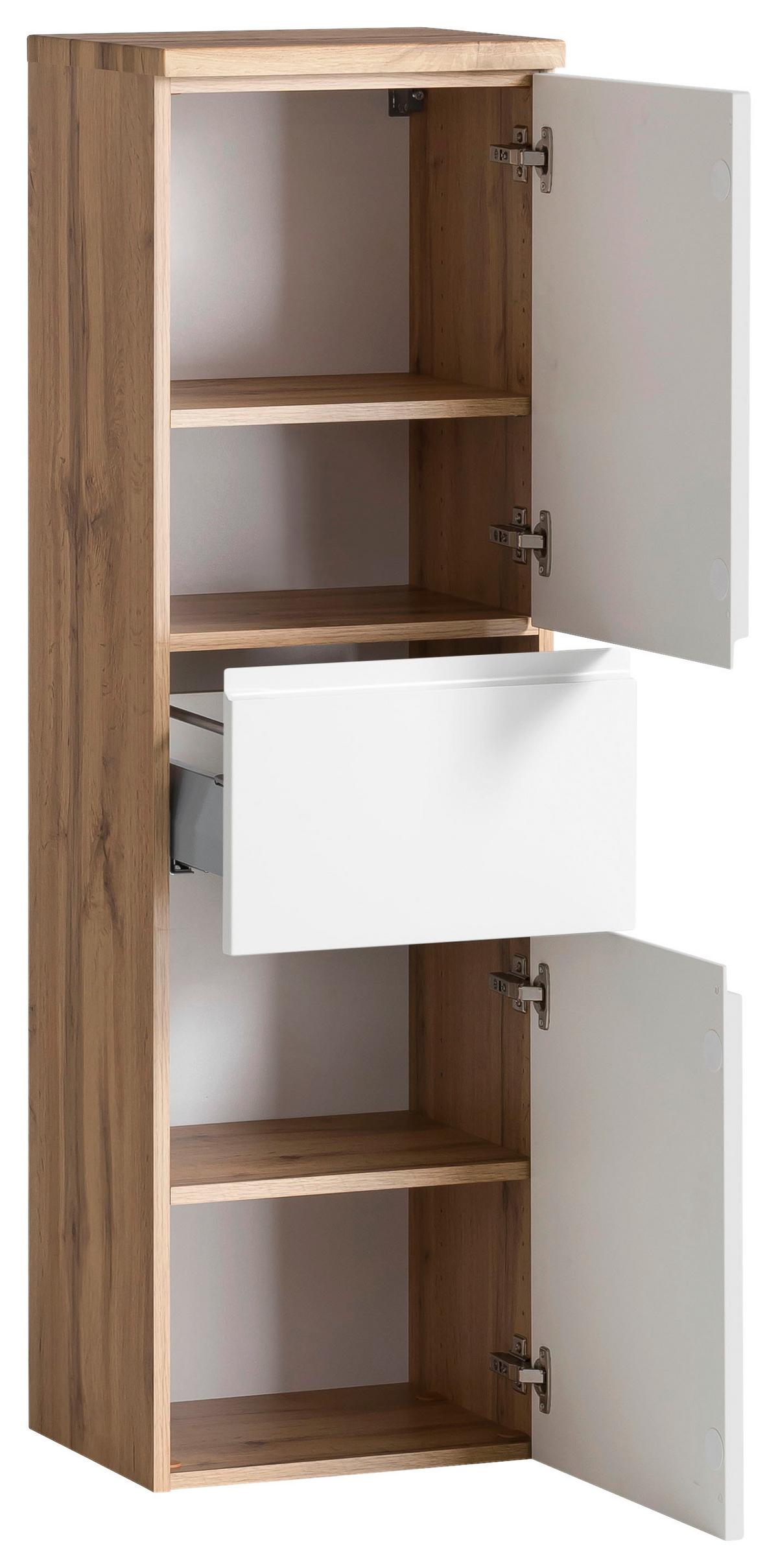 Midischrank Varese ca. 40x130 cm Weiß/Eiche - Eiche Wotan/Weiß, MODERN, Holzwerkstoff (40/130/35cm) - Held
