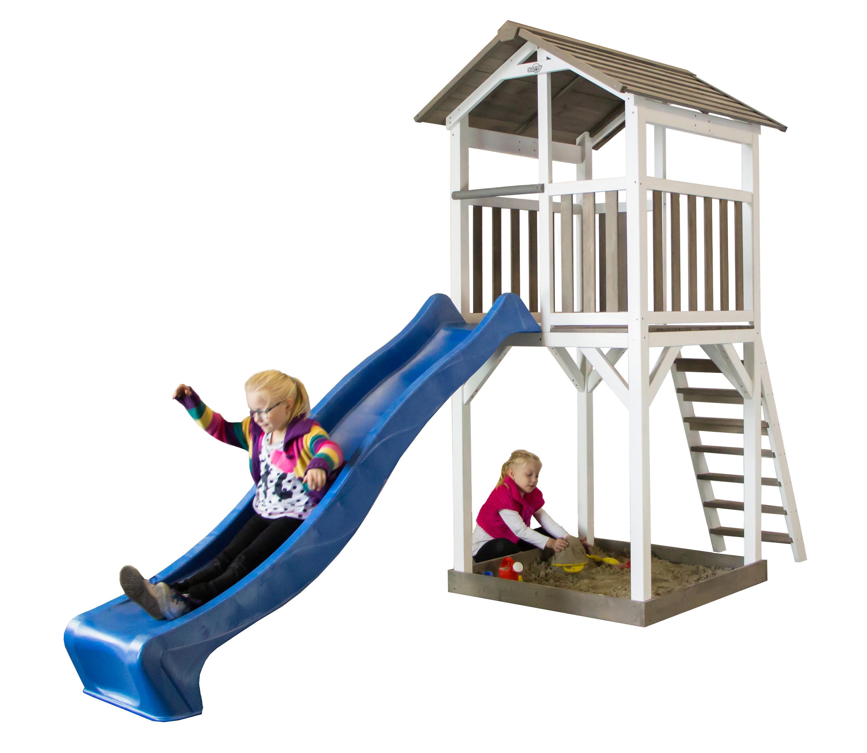 Spielhaus Beach Tower - Blau/Weiß, Basics, Holz (101/242/349cm) - Ambia Garden