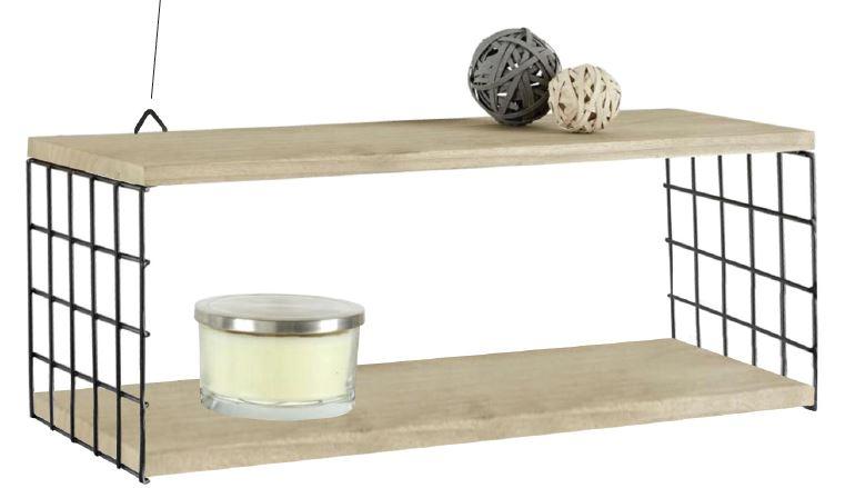 Wandregal in Naturfarben/Schwarz - Schwarz/Naturfarben, Modern, Holz/Metall (60/22/20cm) - Modern Living