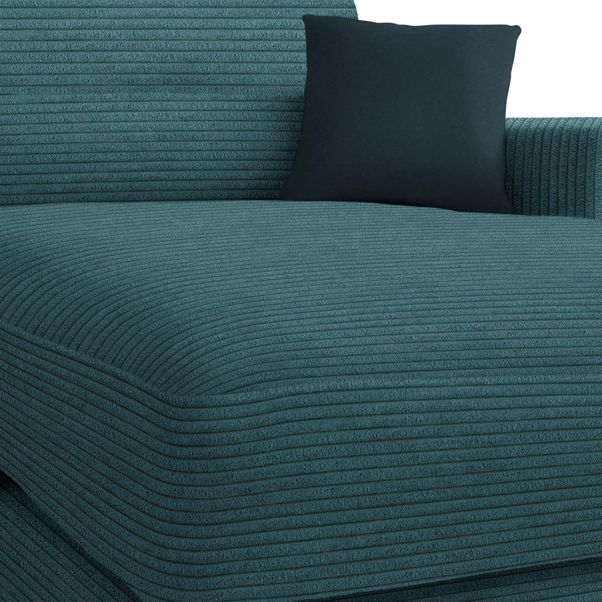 Ecksofa Fabiona rechts Petrol - Petrol/Schwarz, Modern, Holz/Kunststoff (268/85/194cm) - Premium Living