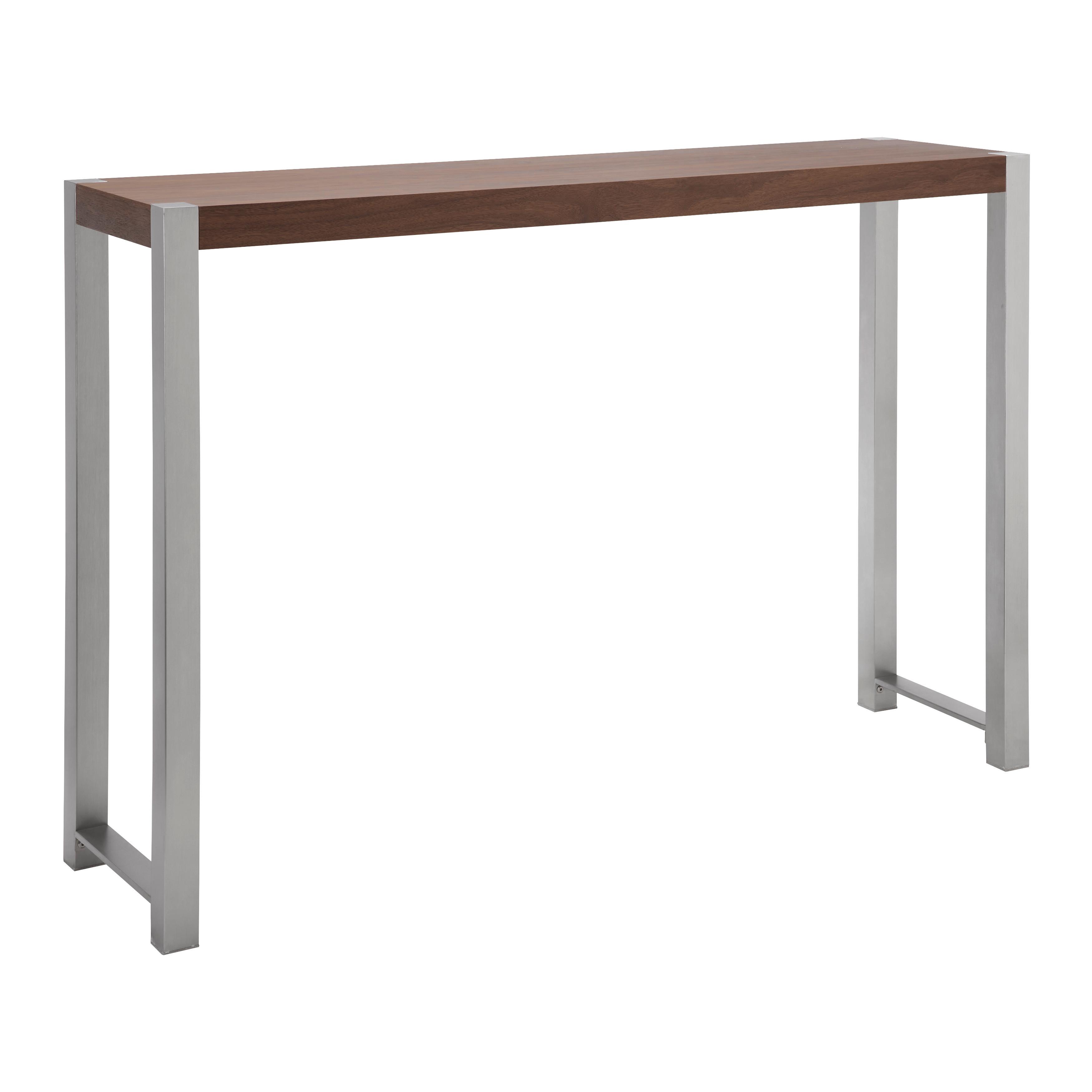 Moderna Barska Miza Enora, Barva Oreha, Nerjaveče Jeklo - barve nerjavečega jekla/barva oreha, Moderno, kovina (150/100/40cm) - Bessagi Home