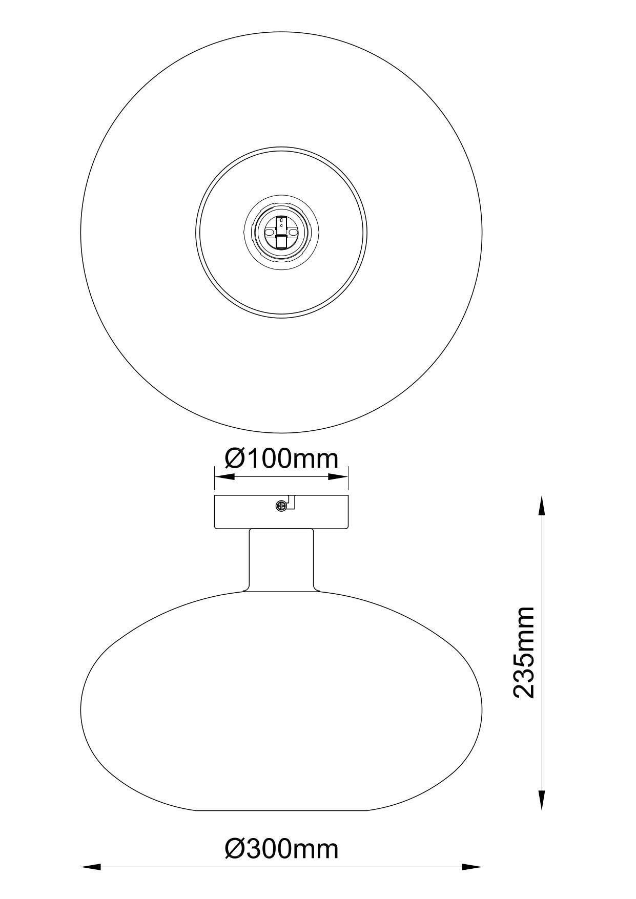 TAKLAMPA TIPO - svart, Modern, metall/glas (30/30/23,5cm) - Mömax