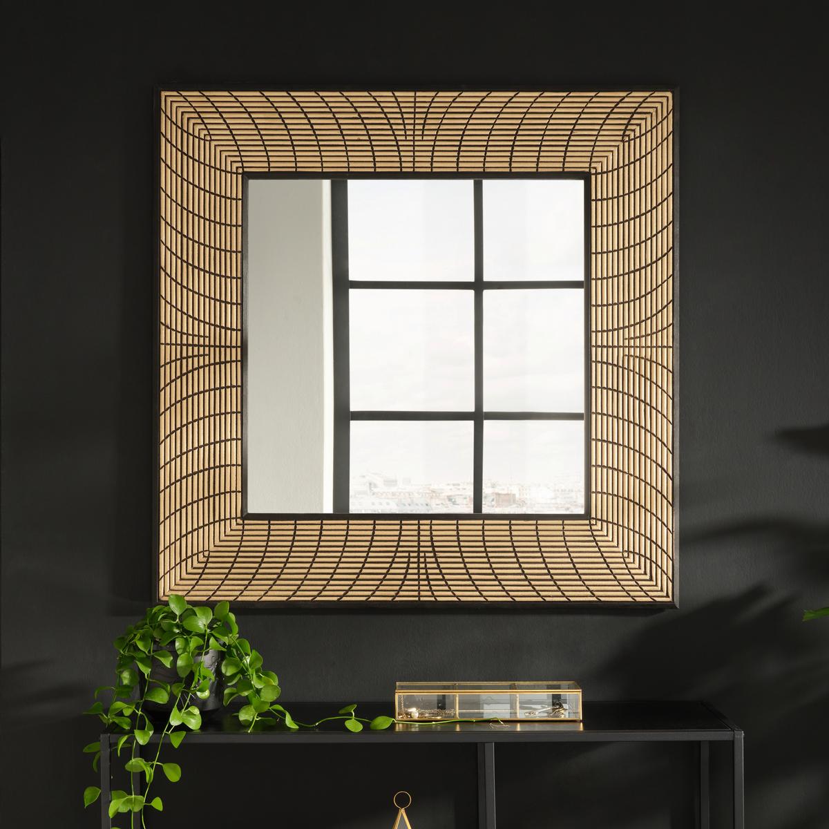 WANDSPIEGEL DELIA -TREND- - Goldfarben/Schwarz, Modern, Holzwerkstoff (90/90/1,5cm) - Premium Living