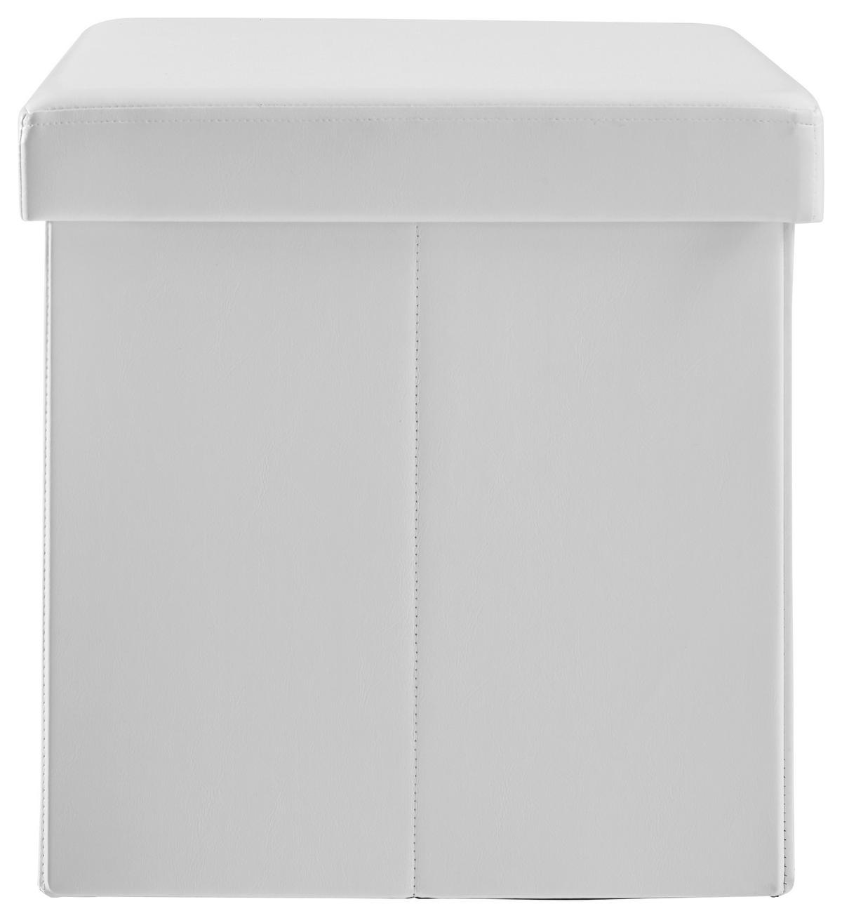 PUF Z FUNKCJĄ SCHOWKA LUPO - biały, Design, materiał drewnopochodny/tkanina (38/38/38cm) - Carryhome