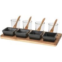 Dipschalenset Blacky in Schwarz/Natur, 13-teilig - Transparent/Schwarz, Modern, Glas/Holz (30/15/7cm)