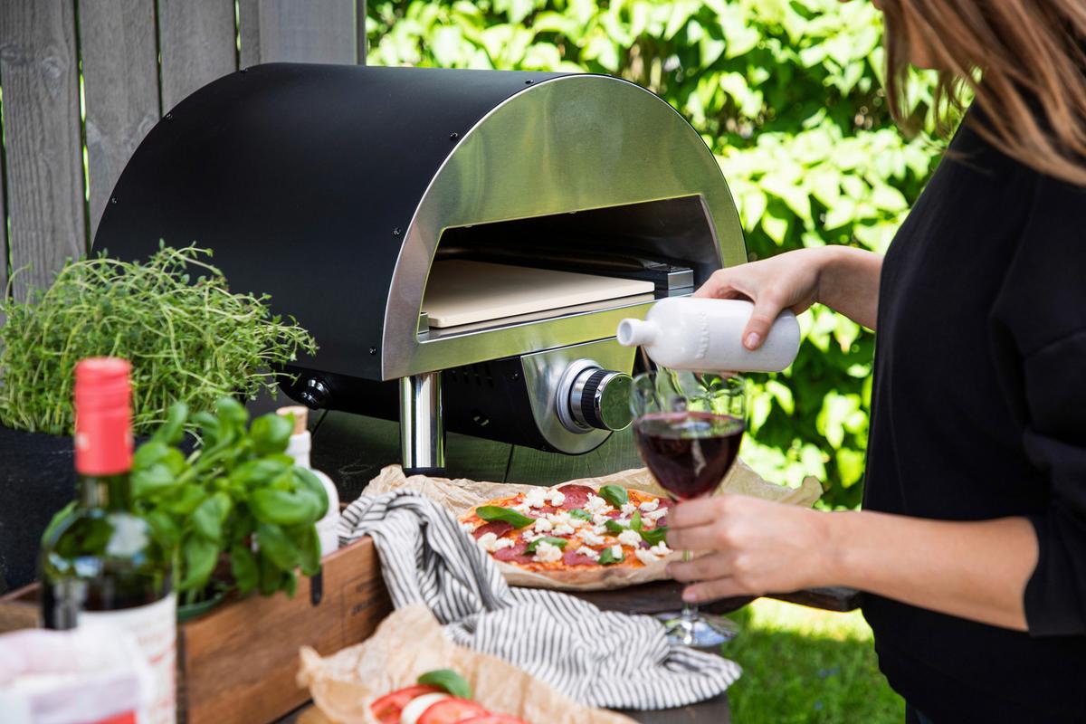 Pizzaofen Sentosa ca. 52x39x49 cm Schwarz - Schwarz, KONVENTIONELL, Metall (52/39/49cm) - Gardenson