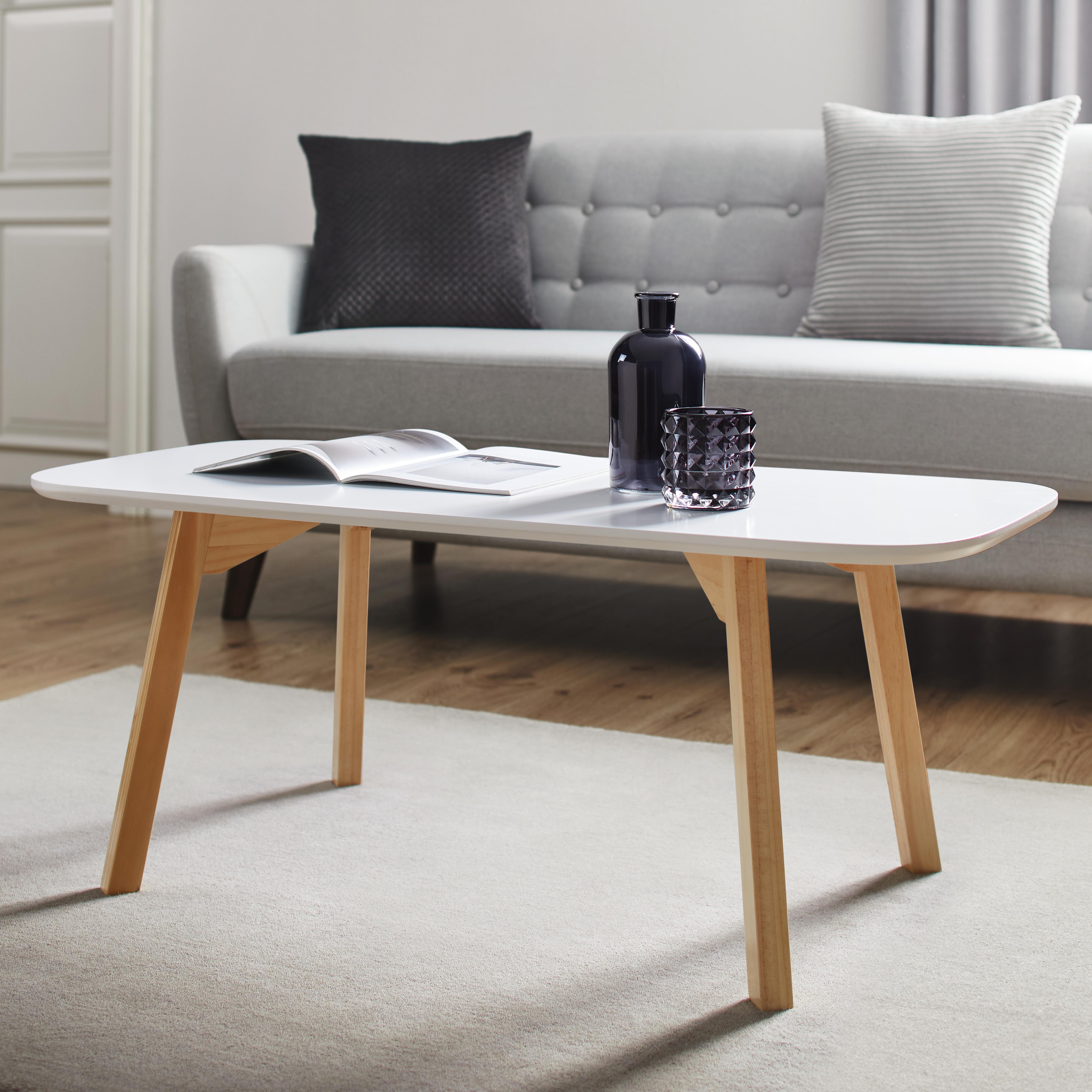 Couchtisch in Kieferfarben/ Weiß ca.110x50cm 'Mikael' - Weiß/Kieferfarben, MODERN, Holz (110/50/40cm) - Bessagi Home