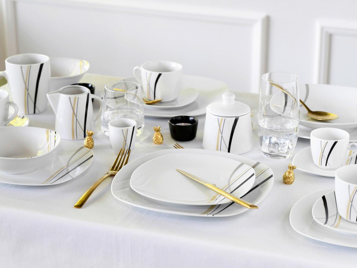 Komiservice Square City Line Weiß, 62-teilig - Weiß, Trend, Keramik - Creatable