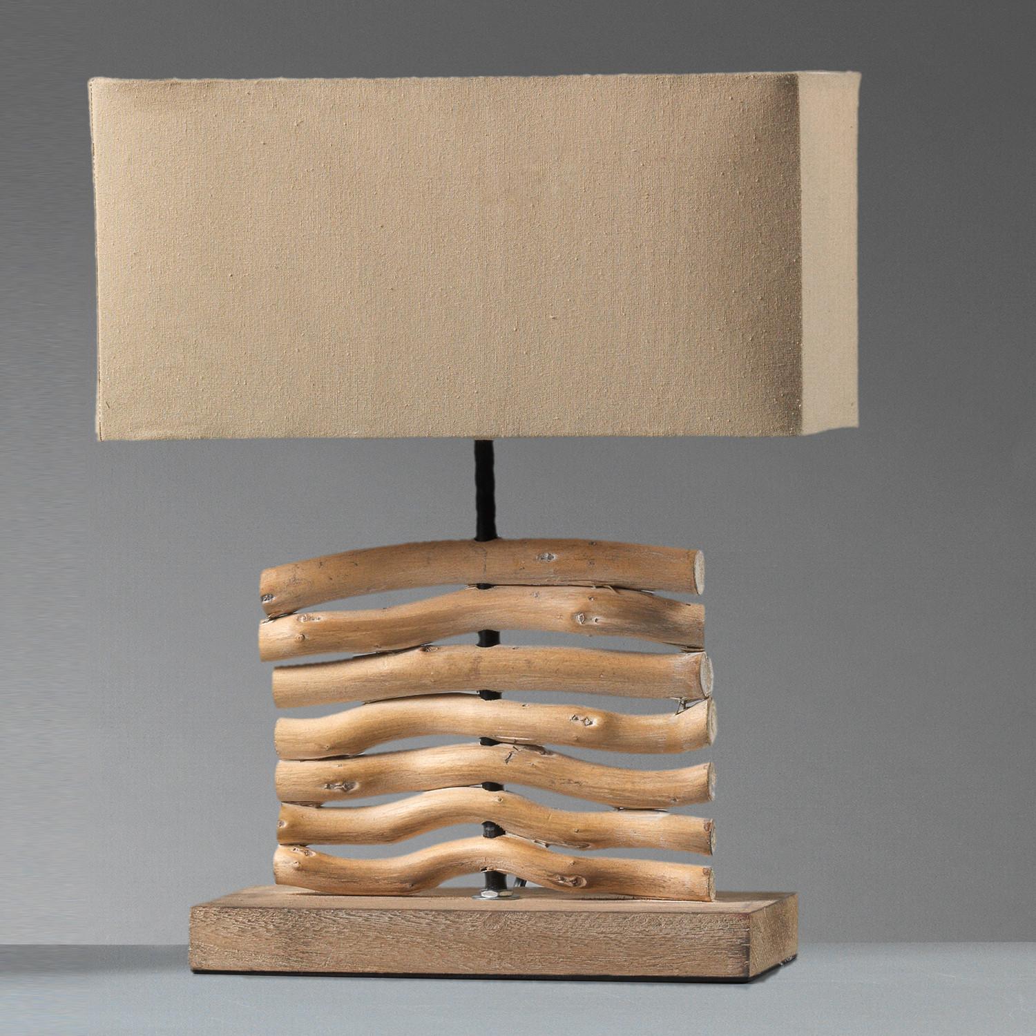 Nachttischleuchte Marica Hellbraun max. 22 Watt - Hellbraun, Natur, Holz/Textil (24/12/38cm)