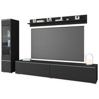 WOHNWAND VERA |  SCHWARZ/GRAPHIT - Schwarz/Graphitfarben, Basics, Glas/Holzwerkstoff (210/130/33cm) - P & B