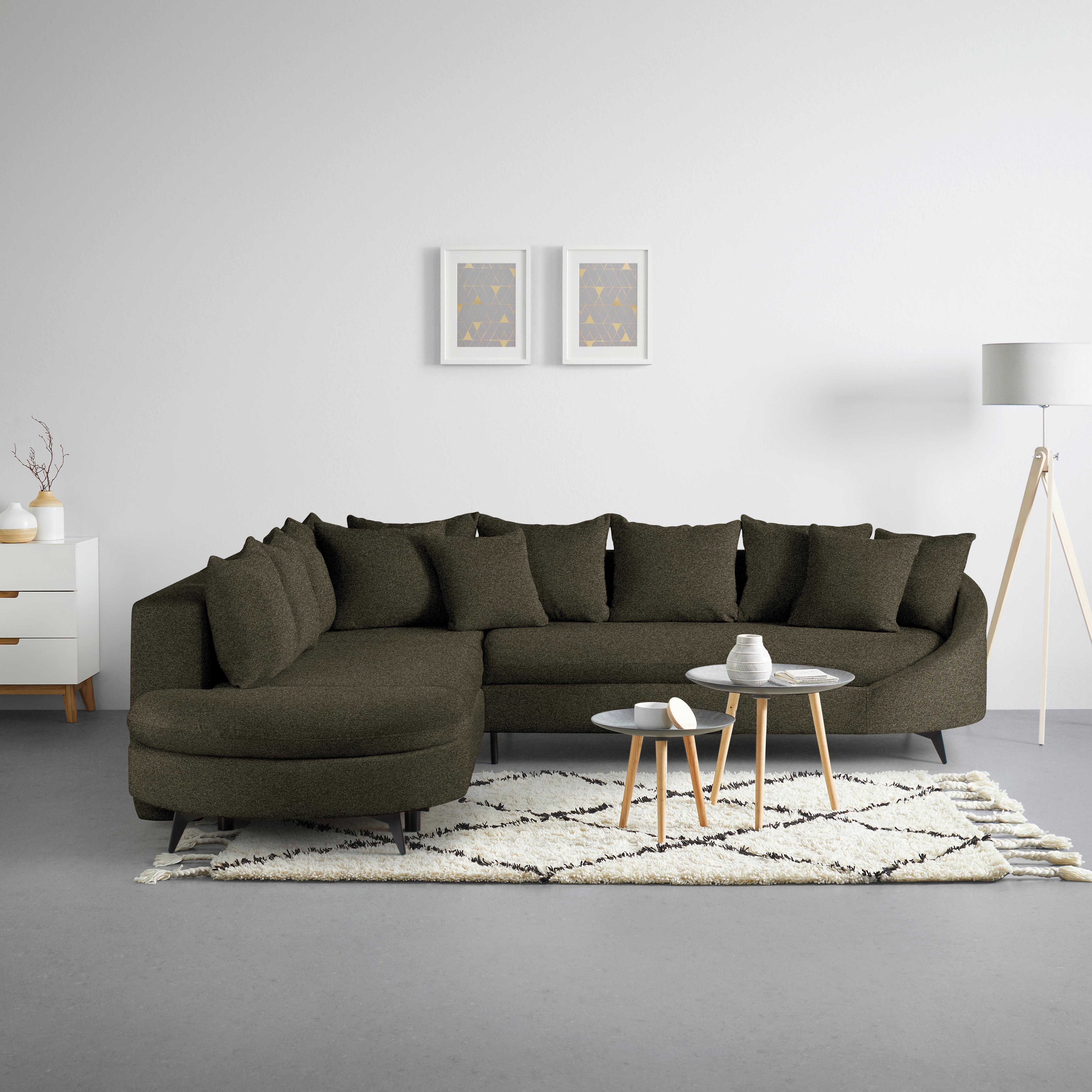 Ecksofa Axel Dunkelgrün - Dunkelgrün/Schwarz, MODERN, Textil/Metall (250/87/291cm) - Mömax