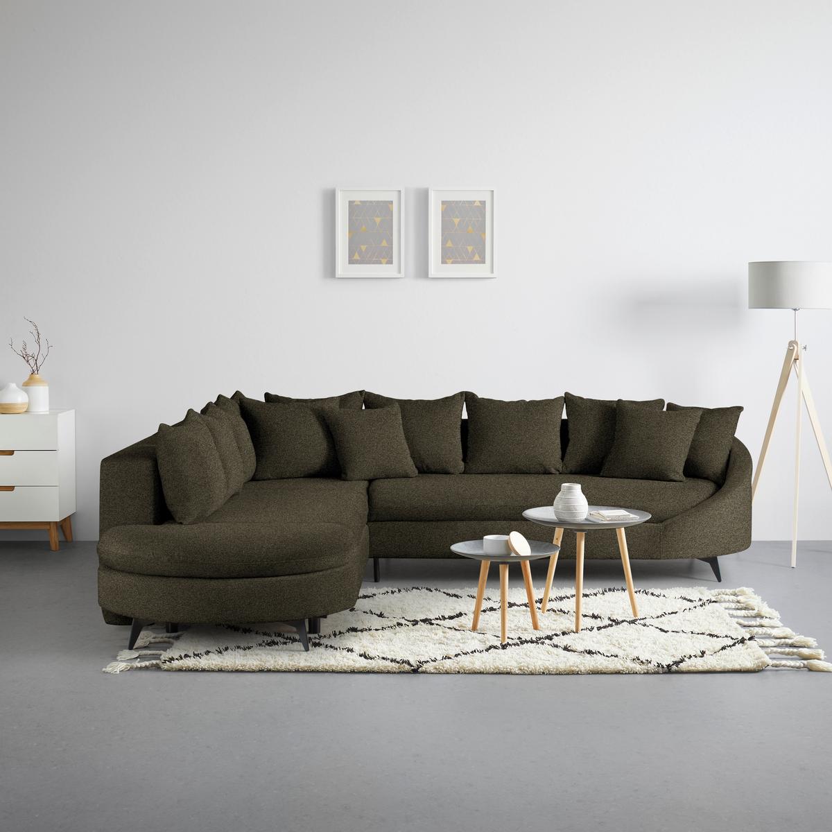 Ecksofa Axel Dunkelgrün - Dunkelgrün/Schwarz, MODERN, Textil/Metall (250/87/291cm) - Mömax